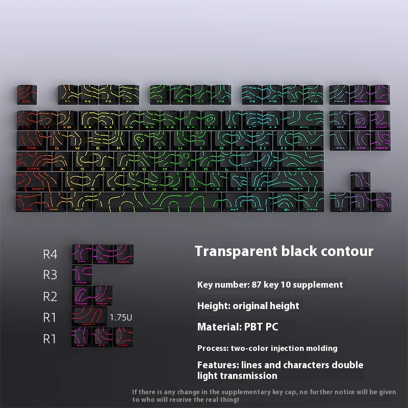 SUMREDA Contour Line 3.0 Side Engraved Keycap 97 Keys PBT Cherry Height Creative Personality Light Transmission Keycap