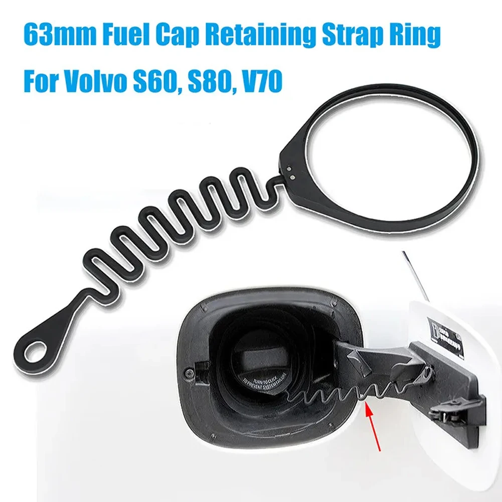 Car Fuel Tank Cap Cover Line Cable with Ring Car Oil Fuel Cap Tank Cover Line 31336424 Black for Volvo 850 S70 V70 C70 XC70 view 4