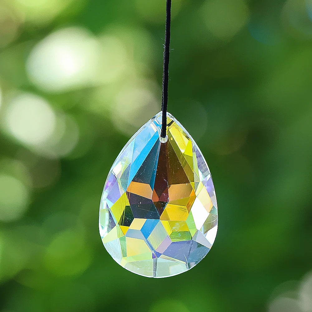 47mm AB Angel Tears Crystal Suncatcher Glass Art Prism Faceted Rainbow Maker Home Window Outdoor Garden Decorative Accessories