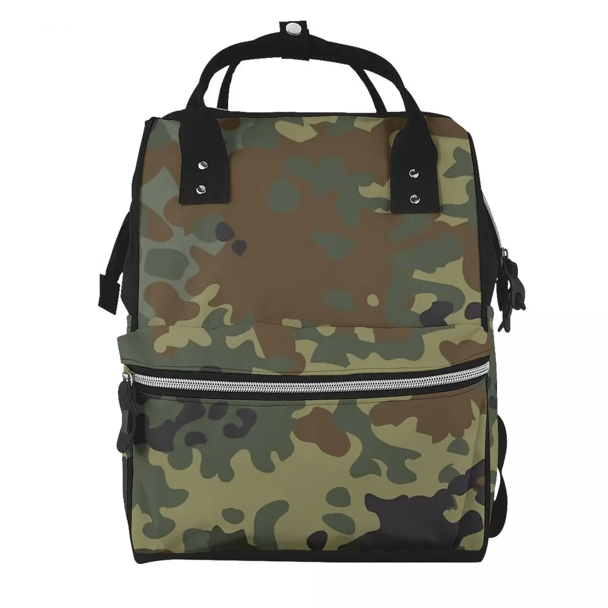 Flecktarn Camouflage Student Backpack School Bag Hiking Travel Daypack for Men Women Bookbag Shoulder Bags