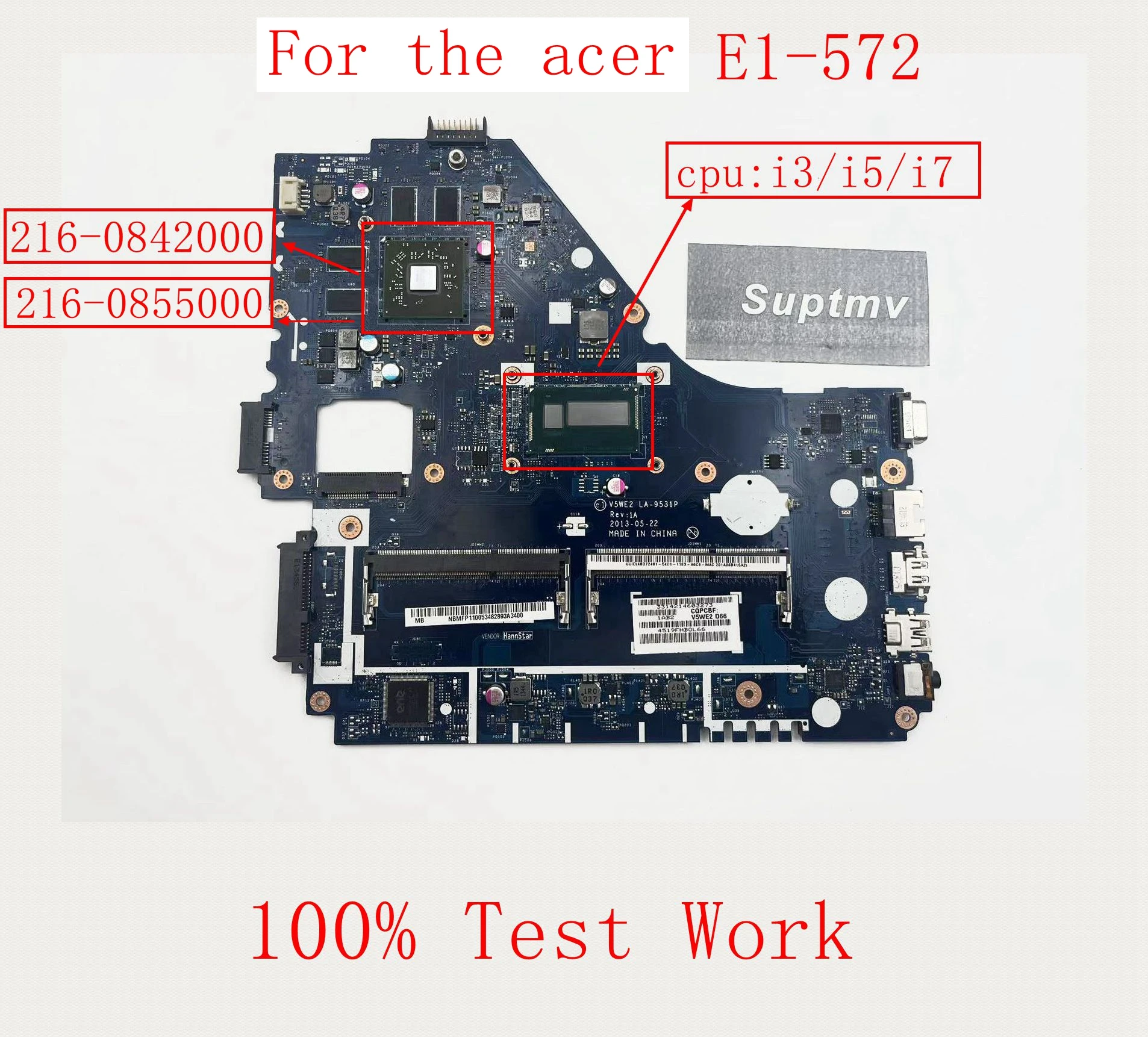 

Notebook Motherboard is Suitable for the Acer Aspire E1-572 E1-572G V5WE2 LA-9531P DDR3 216-0855000 216-0842000 Test Work