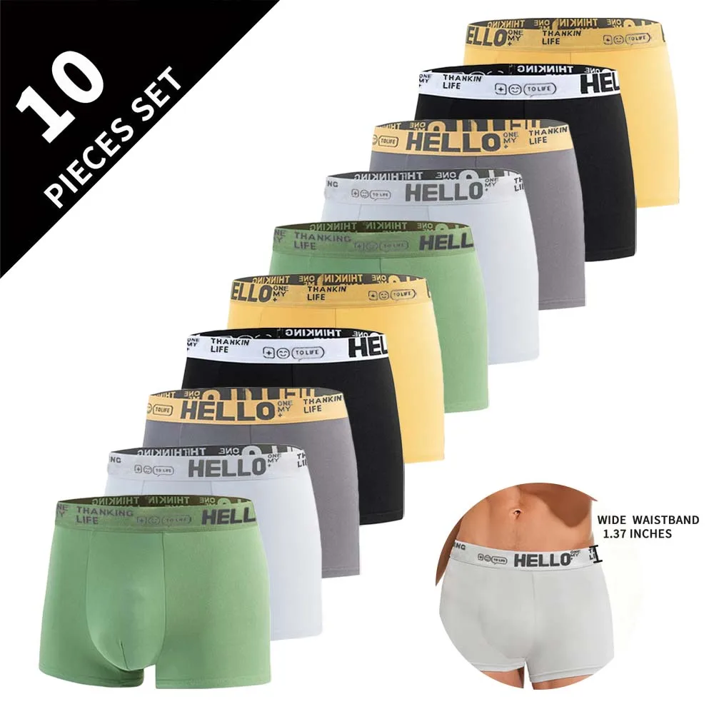 

10Pcs Men's panties Mesh Breathable Boxers Short U Pouch Design Seamless Man Underwear Letter Waistband Boxers Man