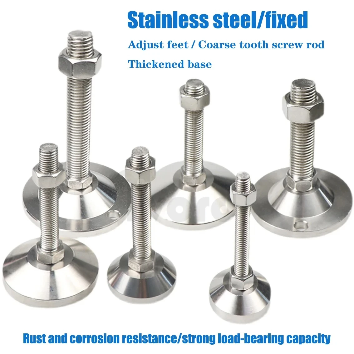 M6/8/10/12/16/20 304 stainless steel heavy-duty adjustable hoof foot mechanical machine foot fixing screw support foot 30~60mm