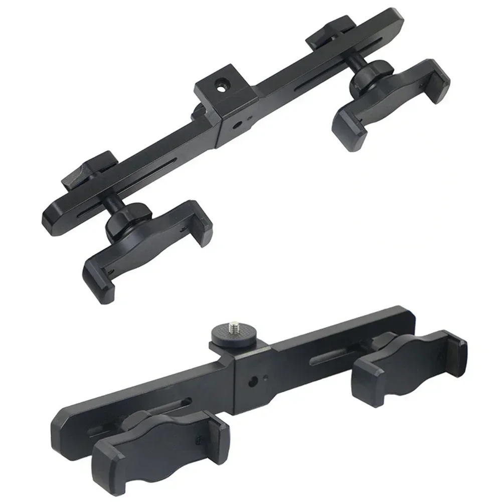 Universal Microphone Stand Double Cell Phone Tablet Holder Tablet Clamp 1/4in Adapter Multi-purpose Live Broadcast Bracket - Image 4