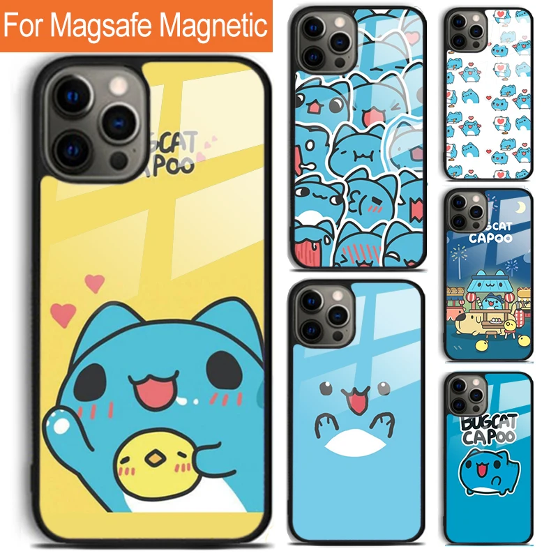 Love Comic Cat Bugcat Capoo Phone Case For iPhone 16 15 14 13 12 11 Pro Max Plus Magsafe Magnetic Wireless Charging Cover