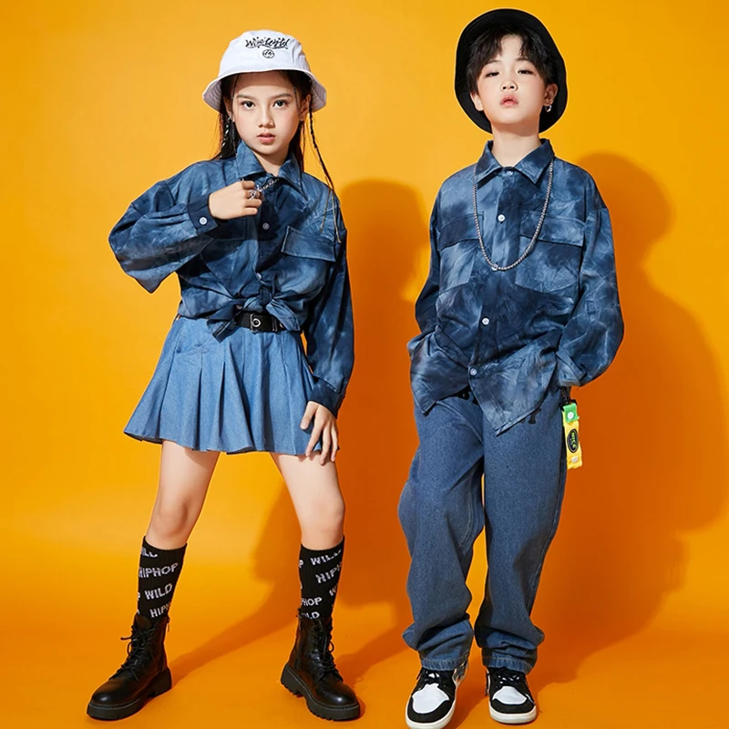 Kinder Street Dance Outfit Jazz Dance Bühne Kostüm Junge Hip Hop Kleidung Mädchen Fashion Runways Kostüm Hemd Rock Hosen YS2692