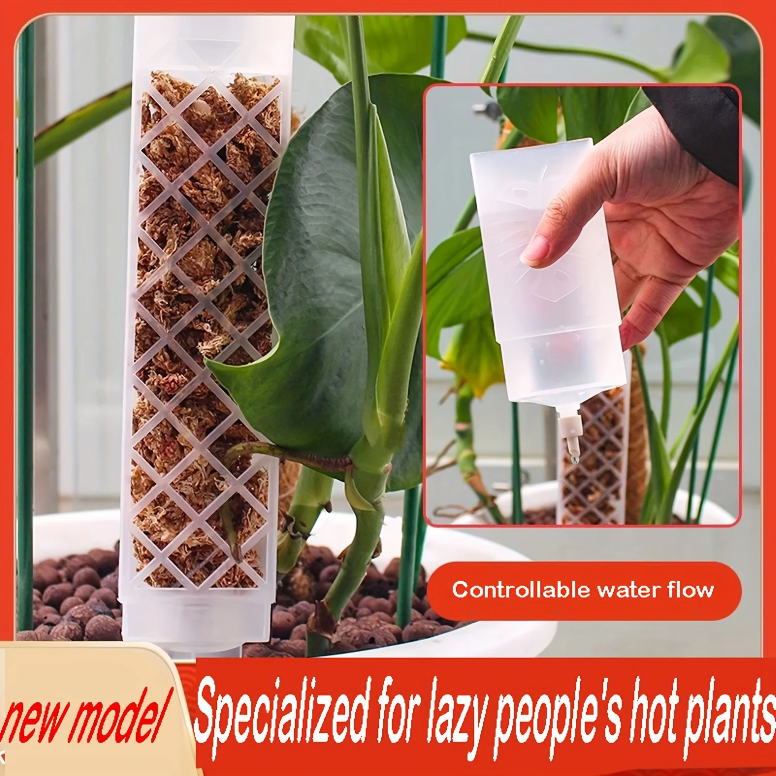1pc Adjustable D-Shaped Self-Watering Plant Dripper Durable Plant Waterer Compatible with Plant Climbing Rod Garden Accessories