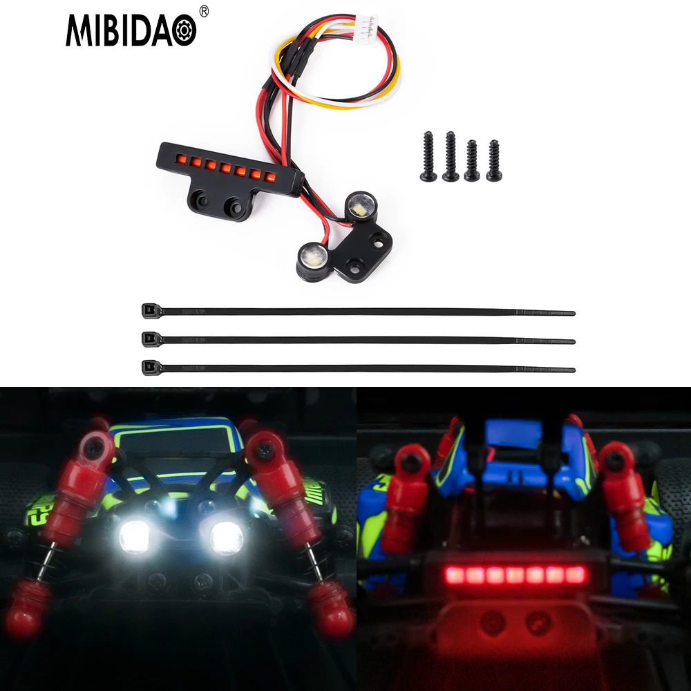 MIBIDAO Front Rear LED Lights Headlights Tail Light for 1/24 RC Kyosho Miniz 4x4 Buggy Car Upgrade Parts