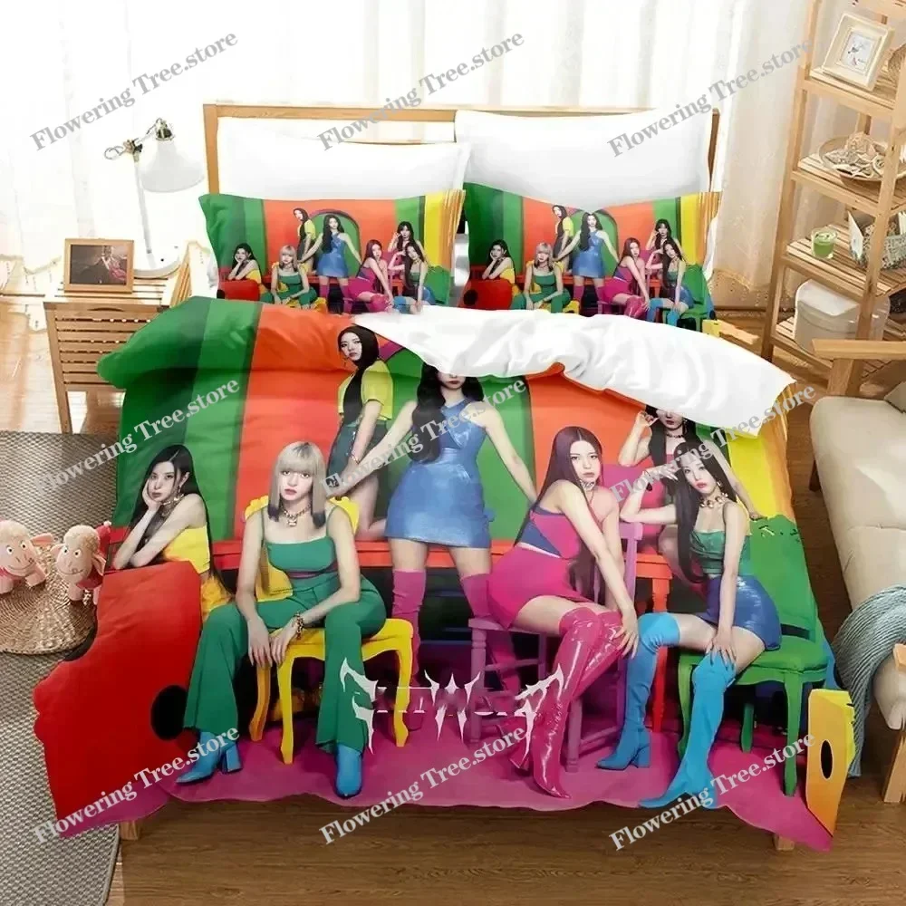 

3D Print Kpop NMIXX Bedding Set Duvet Cover Bed Set Quilt Cover Pillowcase Comforter king Queen Size Boys Adult Bedding Set029