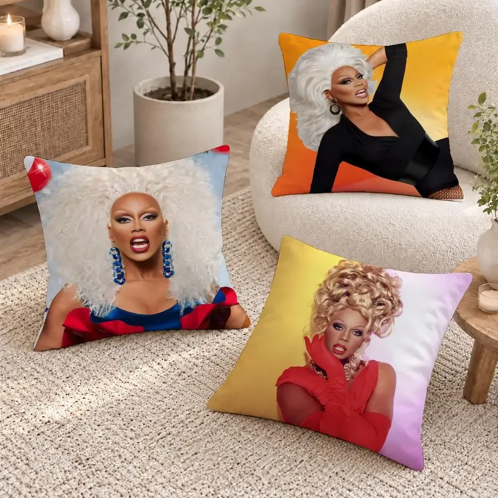 Hot Star RuPaul Cushion Cover Short Plush Pillow Cover, Washable Wrinkle-Resistant for Sofa Bedroom Decor Gift
