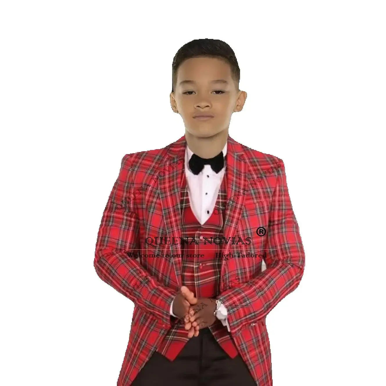 

Plaid Check Boy Suits For Wedding 3 Pieces Formal Prom Party Children Dress Tailore-Made Costume Enfant Garçon Kids Clothing