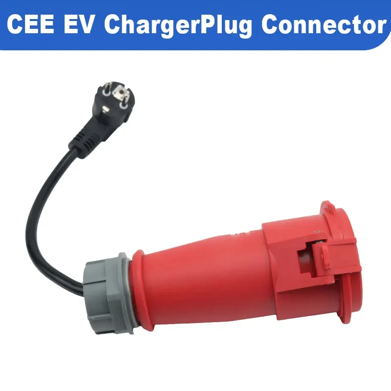 Biaoming EV Charger Connector EU Schuko to Red CEE Socket 16A 1Phase 3.5kw to 32A 3Phase 22kw Electric Car Charger Converter