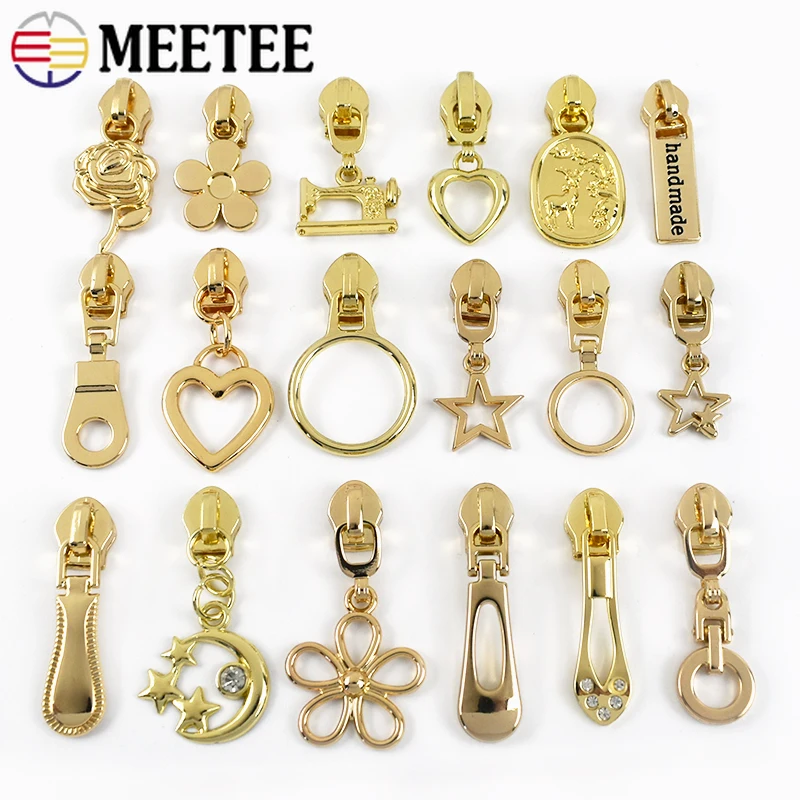 

5/10/20Pcs 5# Lightgold Zipper Slider Heads for Nylon Zippers Bag Purse Clothing Zip Puller Repair Kits DIY Sewing Accessories