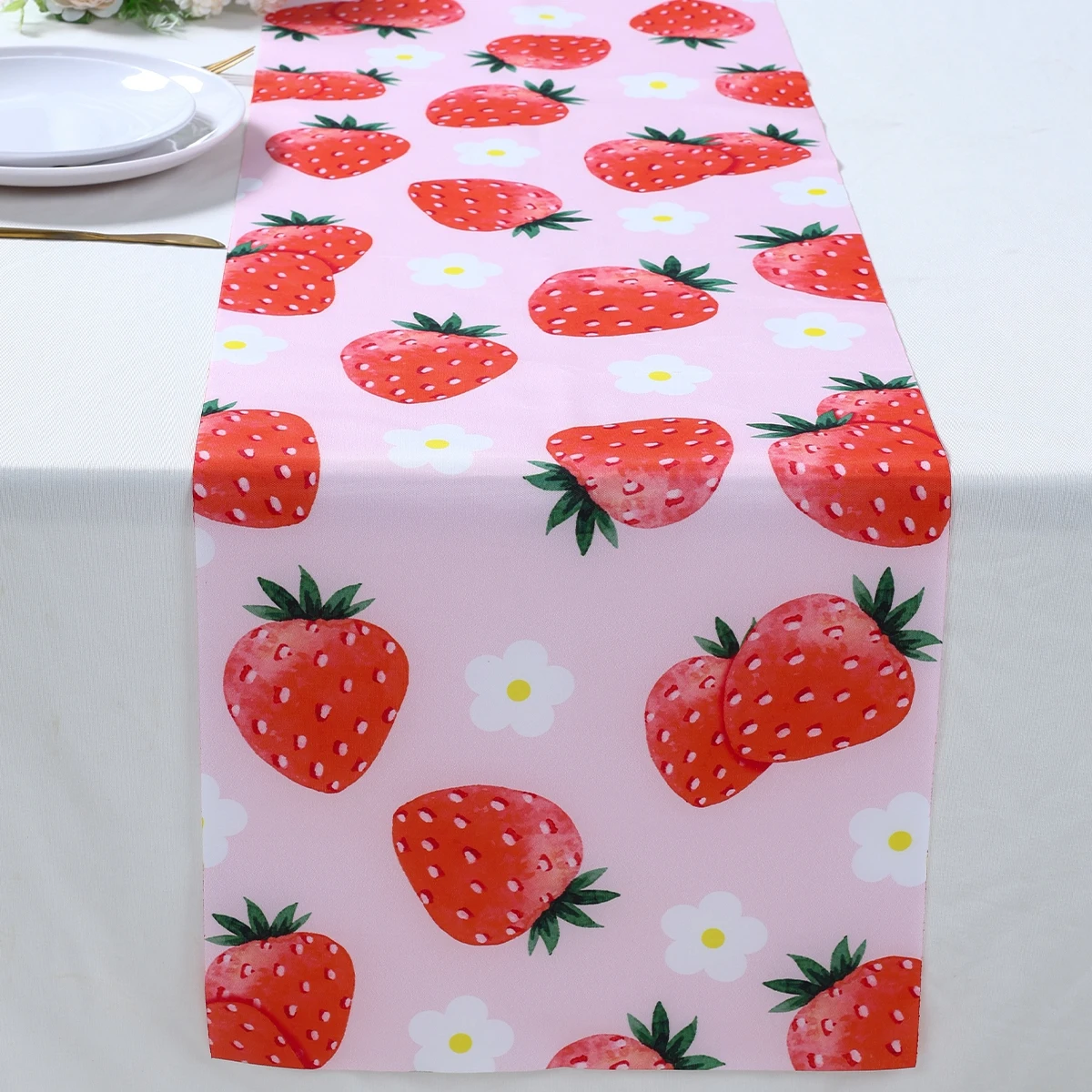 Summer Decorations Strawberry Table Runner Strawberry Shortcake Party Decorations Strawberry First Birthday Party Decorations