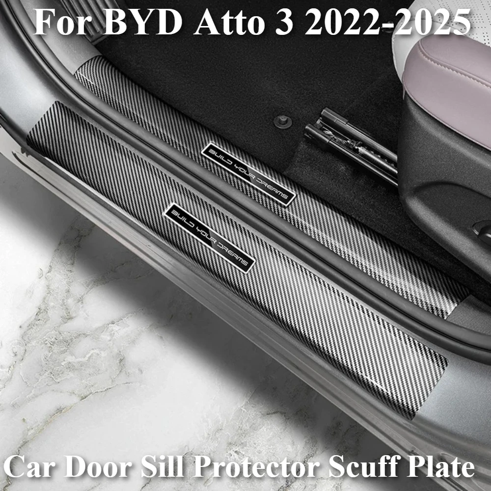 

For BYD Atto 3 2022-2025 Car Door Sill Protector Scuff Plate Welcome Pedal Anti-scratch Wear-resistant Car Interior Accessories