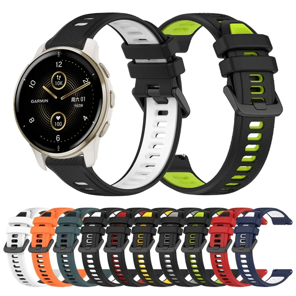 

Sport Silicone Straps For Garmin Band Forerunner 265 255 245 165 645 Music Venu 3 2 Sq 2 Venu 2 Plus 20 22mm Bracelet Accessorie