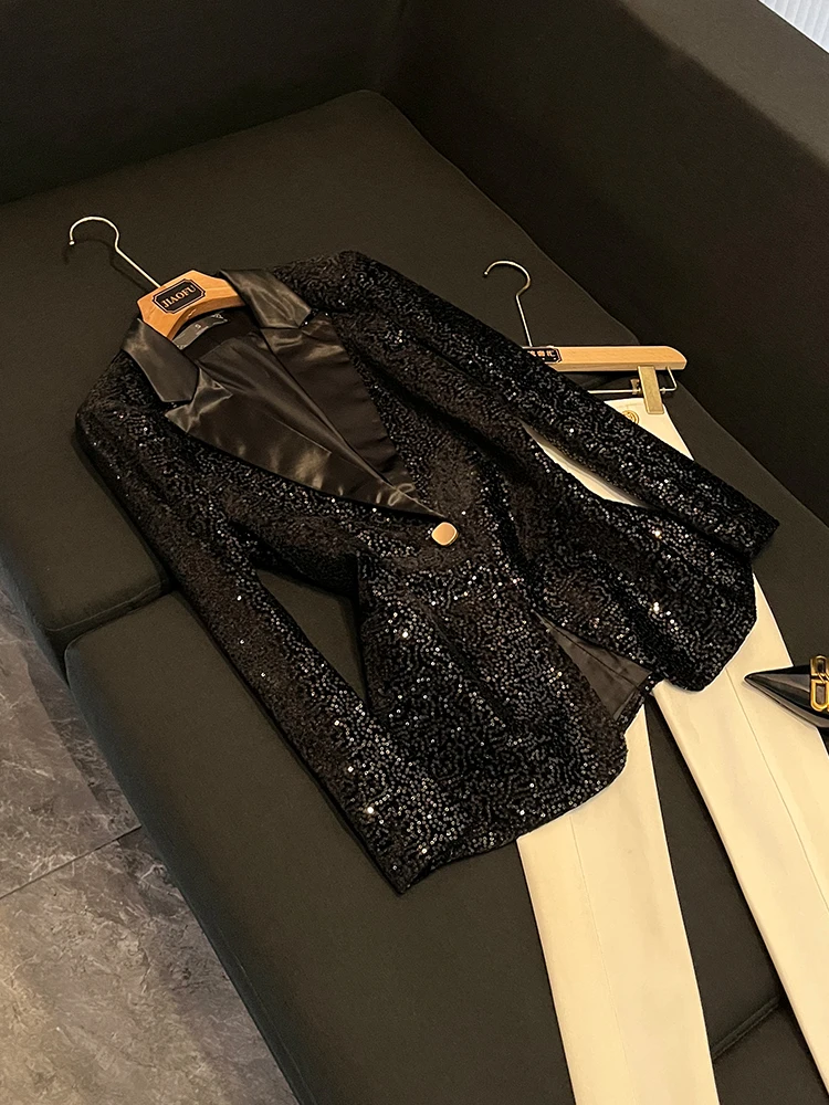 

Casual Glitter Women's Jacket Versatile Summer New Style Commute Wind No Brand Registered Trademark Sparkling Top Outerwear