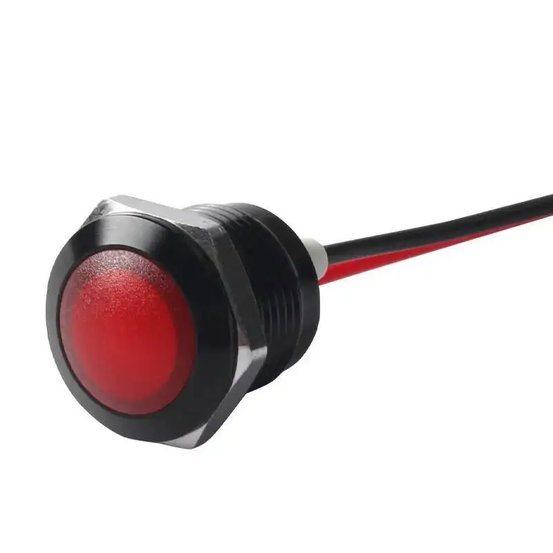 5 قطعة 12 مللي متر 12 فولت المعادن مؤشر ضوء أكسيد الألومنيوم الأسود كروية قطاع LED مقاوم للماء مصباح إشارة الطاقة 15 سنتيمتر سلك #4