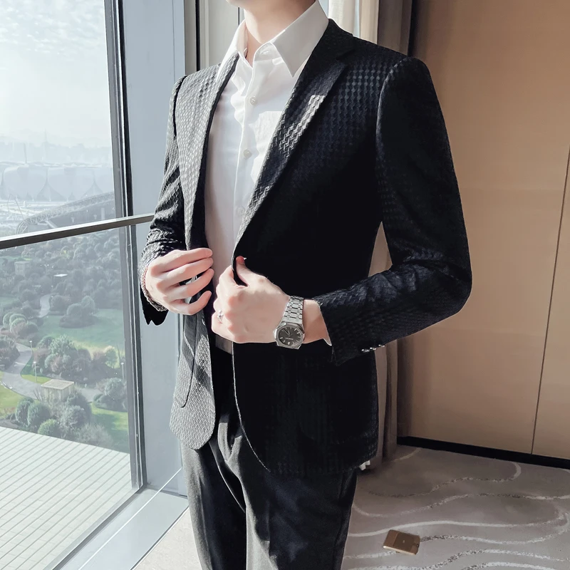

3XL-M Men's suit jacket groom dress wedding youth business autumn casual solid color suit jacket