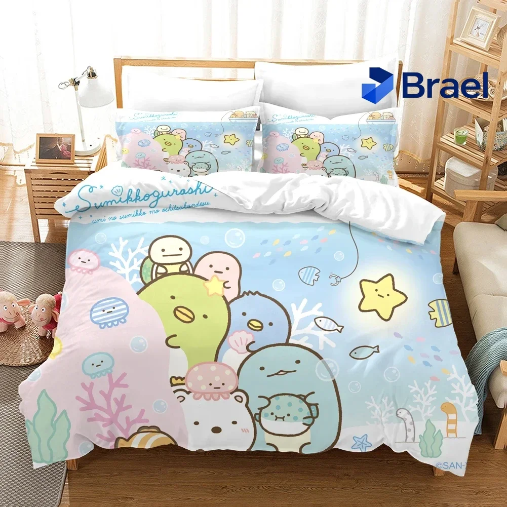Exquisite Anime Sumikko Gurashi Bedding Set,Duvet Cover Comforter Bed Set Quilt Cover Pillowcase,King Queen Twin Size Boys Girls