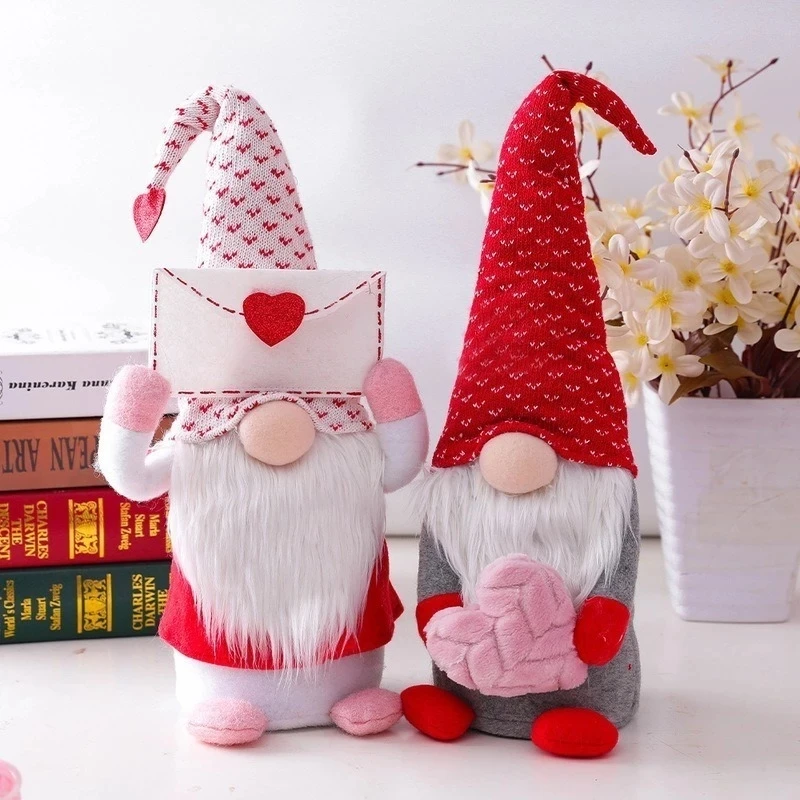 

Valentines Gnome Doll Romantic Valentines Day Gift Plush Faceless Dwarf Elf Doll For Wedding Valentine Party Home Table Ornament