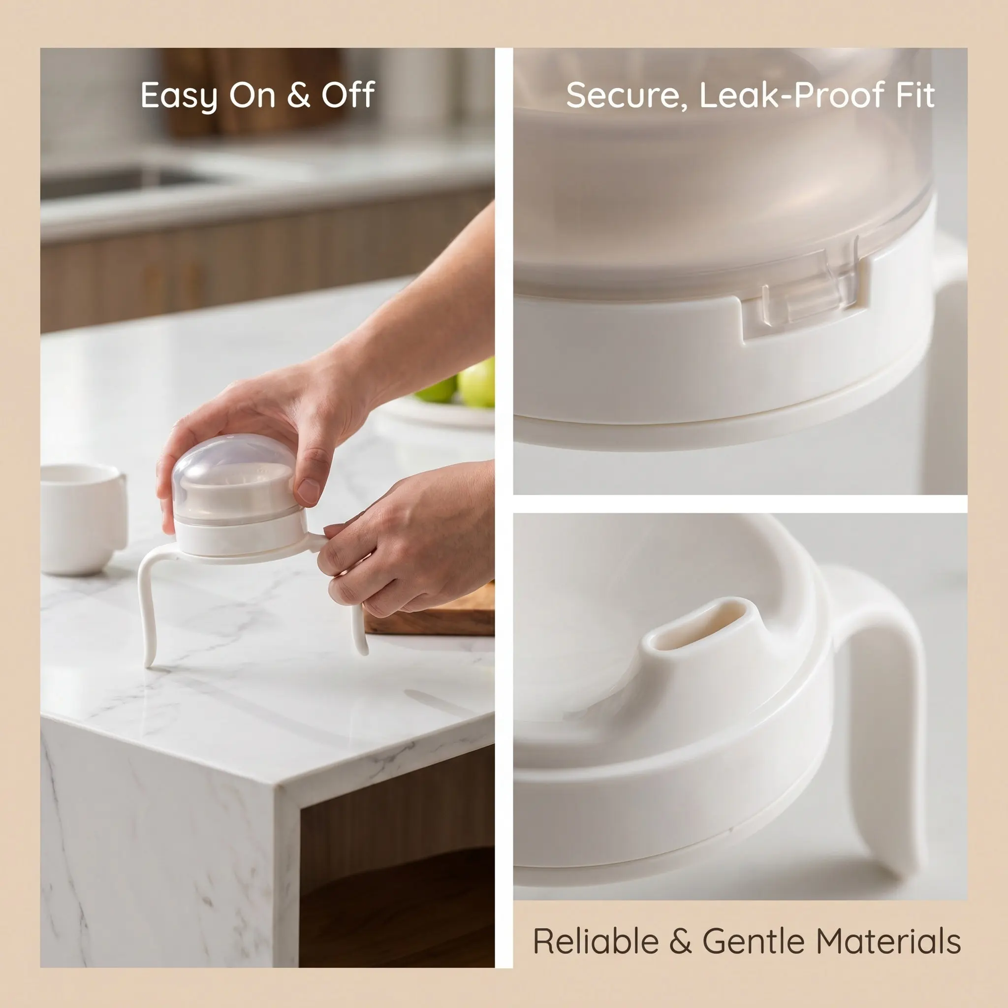 Sippy Cup Lid and Handle Toddler Spout Lid Assembly 2.48 Sipping Bottles Accessories Infant Training Anti-Spill Sippy
