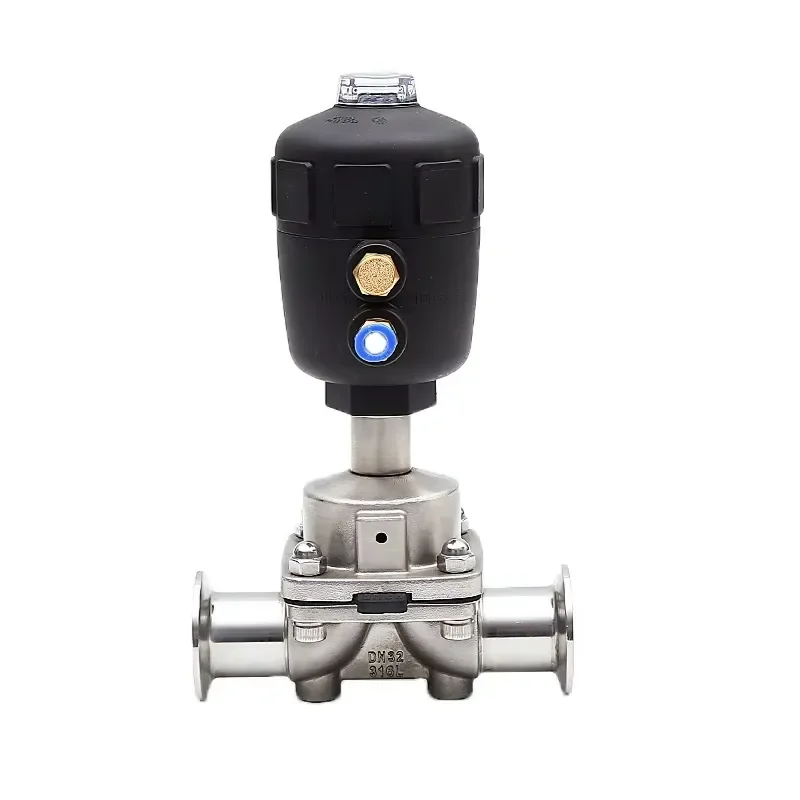 Sanitary Stainless Steel SS316L Plastic Actuator Pneumatic Straight Diaphragm Valve