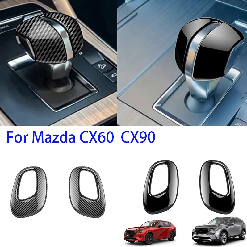 For Mazda CX60 CX 60 CX90 cx 90 2022 2023 2024 ABS Black Car Gear Shift Head Knob Handle Cover Trim Sticker Interior Accessories