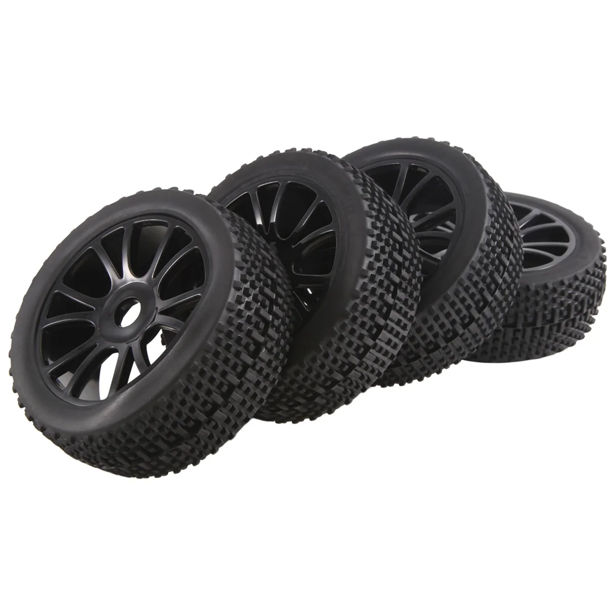 RC 1:8 Off Road Car Buggy Rubber Tires & Plastic Wheel Rims HUB HEX 17 mm 81-801,A