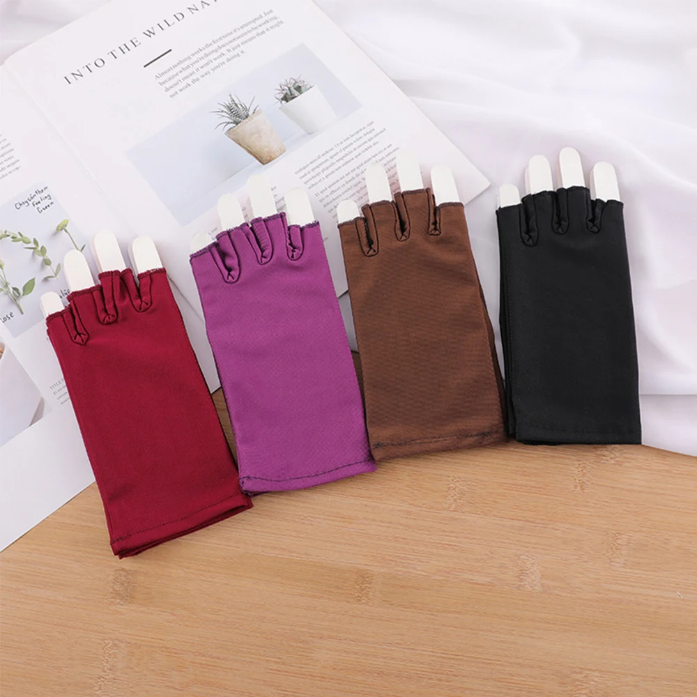 Thin Spandex Stretch Elastic Non-Slip Breathable Mittens Driving Gloves Half Finger gloves Anti-UV