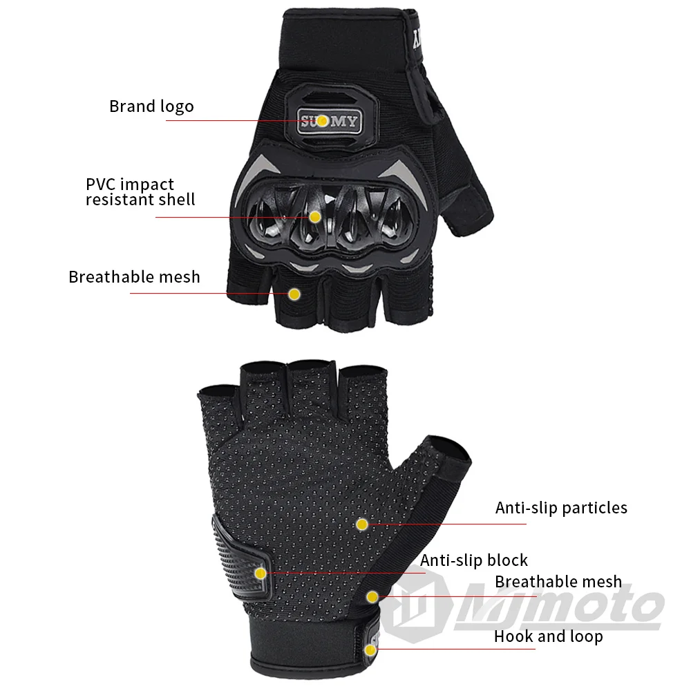 SUOMY-Gants de moto demi-doigt, respirants, résistants à l\'usure, pour motocross, anti-chute