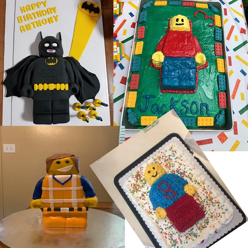 ซิลิโคนขนาดใหญ่ Minifigure เค้กหุ่นยนต์ Breakable ช็อกโกแลตแม่พิมพ์ DIY Moule ถาดอบสําหรับเด็กวันเกิด Party Pastry อุปกรณ์เสริม