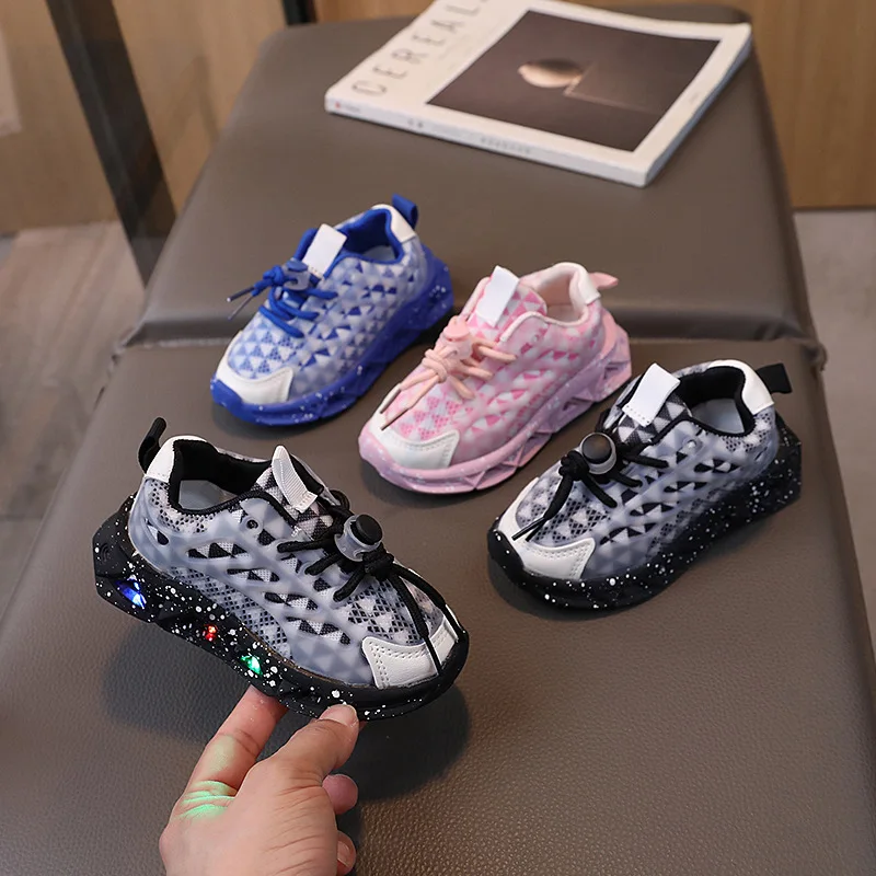 Girls' Shoes Child Casual Shoe Boys' Sports Shoe Spring Autumn New Simple Luminous Sports Shoes Small Medium-sized Child Shoes