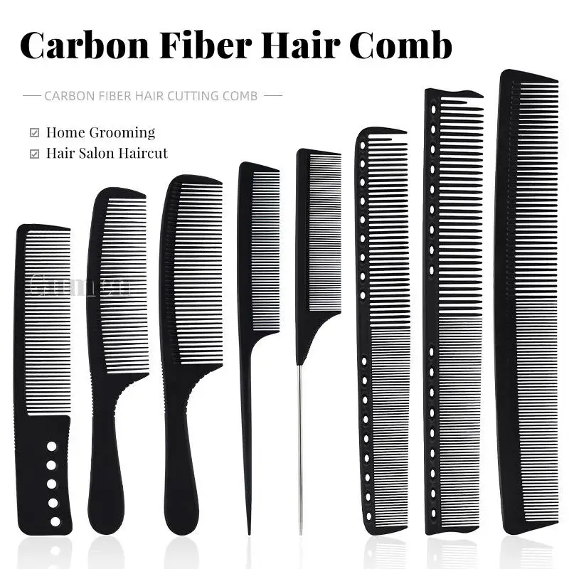 

1pc Pro Salon Hairdresser Hair Cutting Comb Ultra Thin Carbon Fiber Black Double-sided Heat Resistant Barber Shop Styling Tool