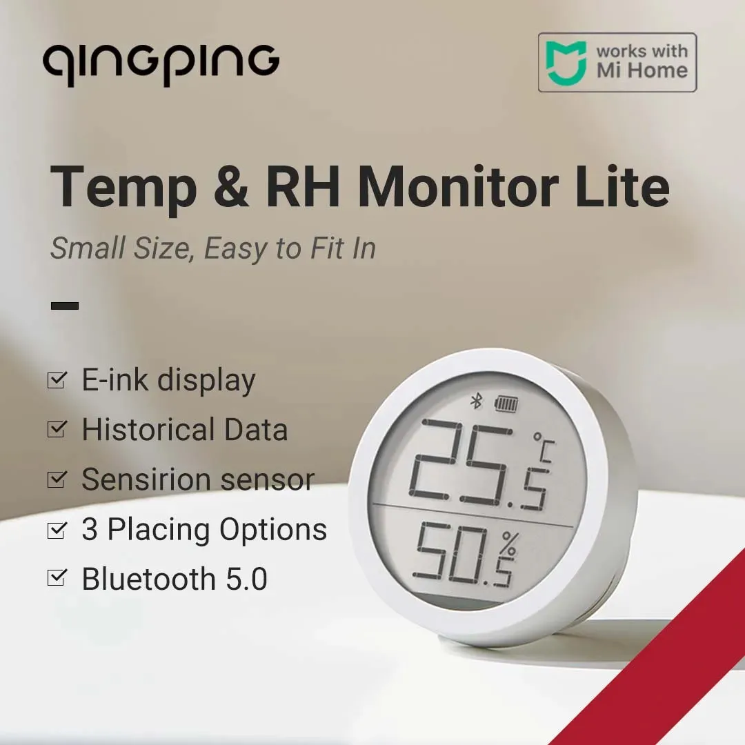 Qingping T Lite M Versie Temperatuur En Vochtigheid Sensor Intelligente Luchtdruk Omgeving Monitor Smart Home Voor App Mihome