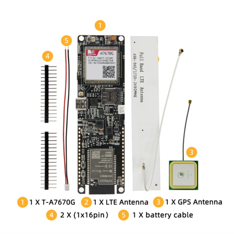 T-A7670G R2 4G Development Board LTE CAT1 SIM Module ESP32 Support GSM/GPRS/EDGE TF Card A7670G for Global LILYGO® TTGO