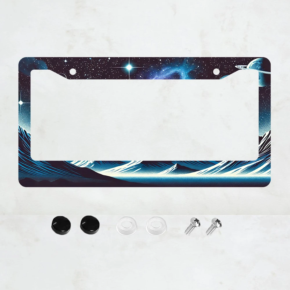 

1 шт. Декоративная алюминиевая рамка для номерного знака в стиле космической галактики (фиолетовый и синий цвета) - стандартный размер США, декоративная рамка для автомобильного номерного знака