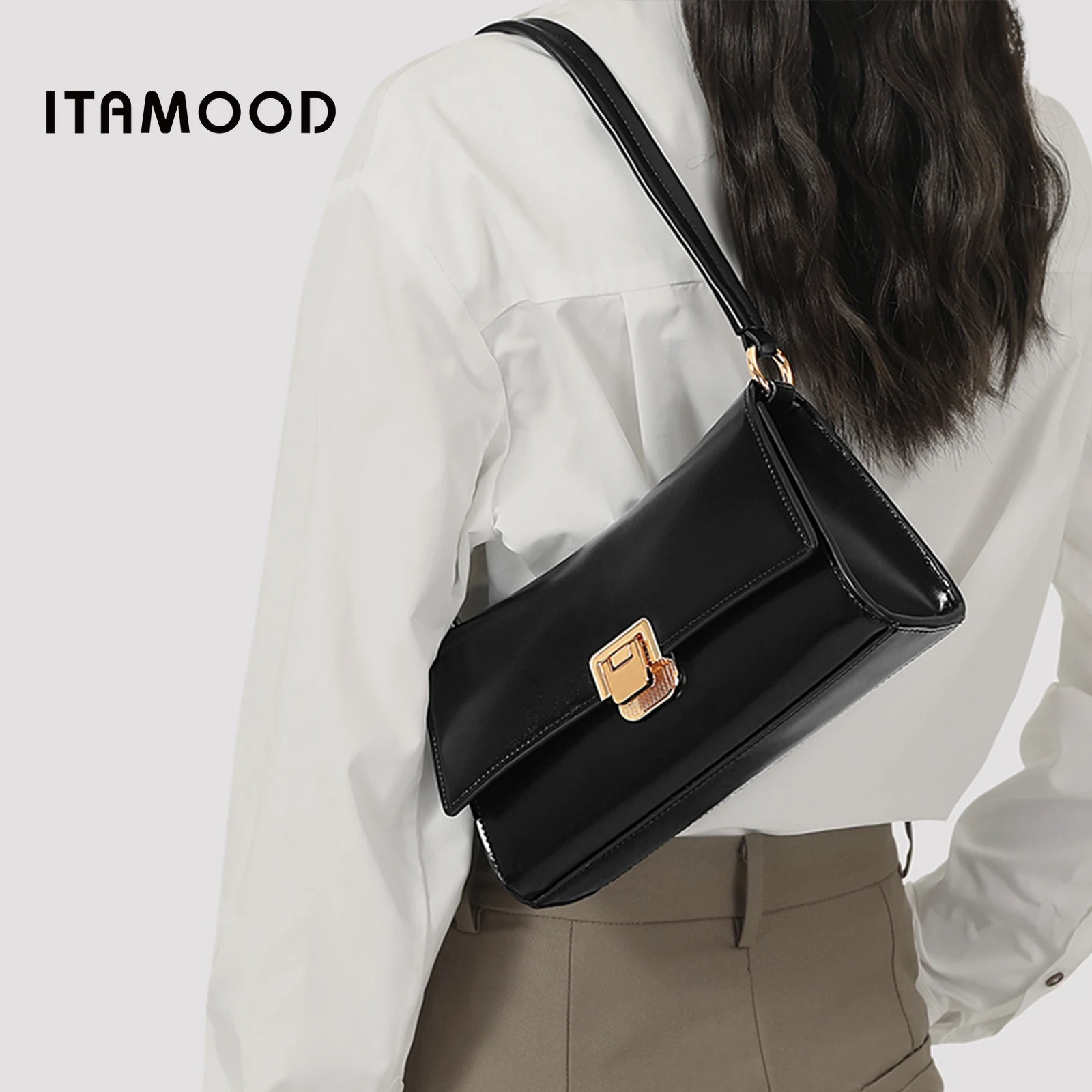 ITAMOOD Genuine Leather Shoulder Bag for Women Luxury Designer Handbag Branded Underarm Handbag Fashion Ladies Christmas Gift