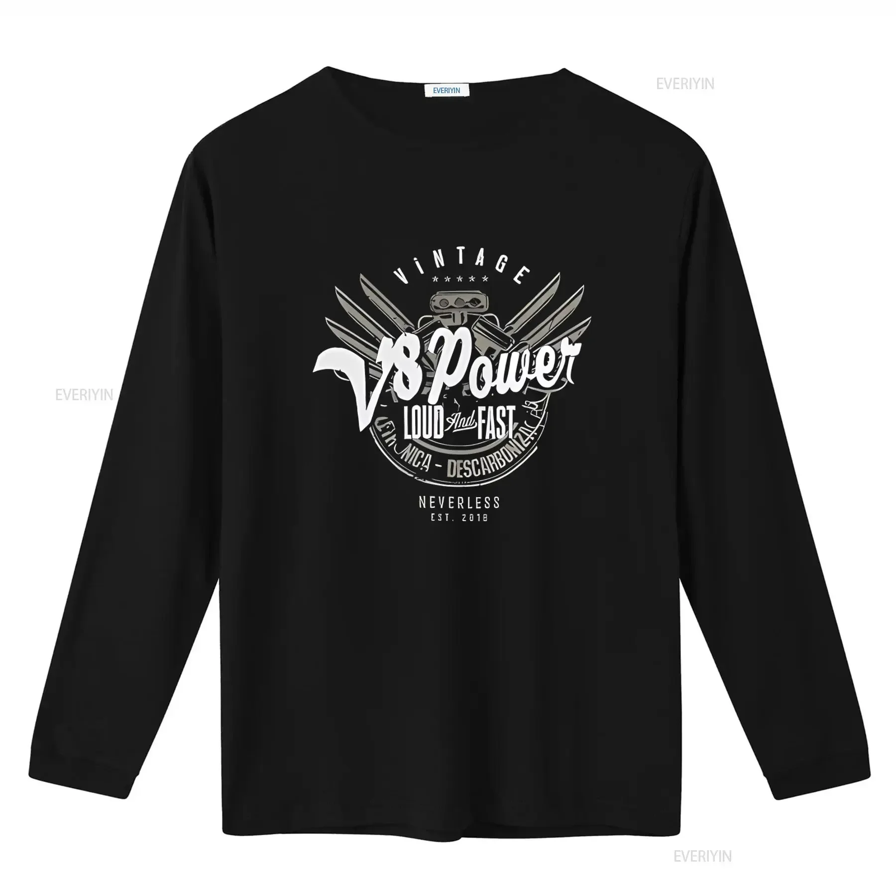 Mens Vintage V8 Power Loud And Fast Neverless T Shirt Est 2018 vintage Washed Stylish graphic designer clothes homme fashion