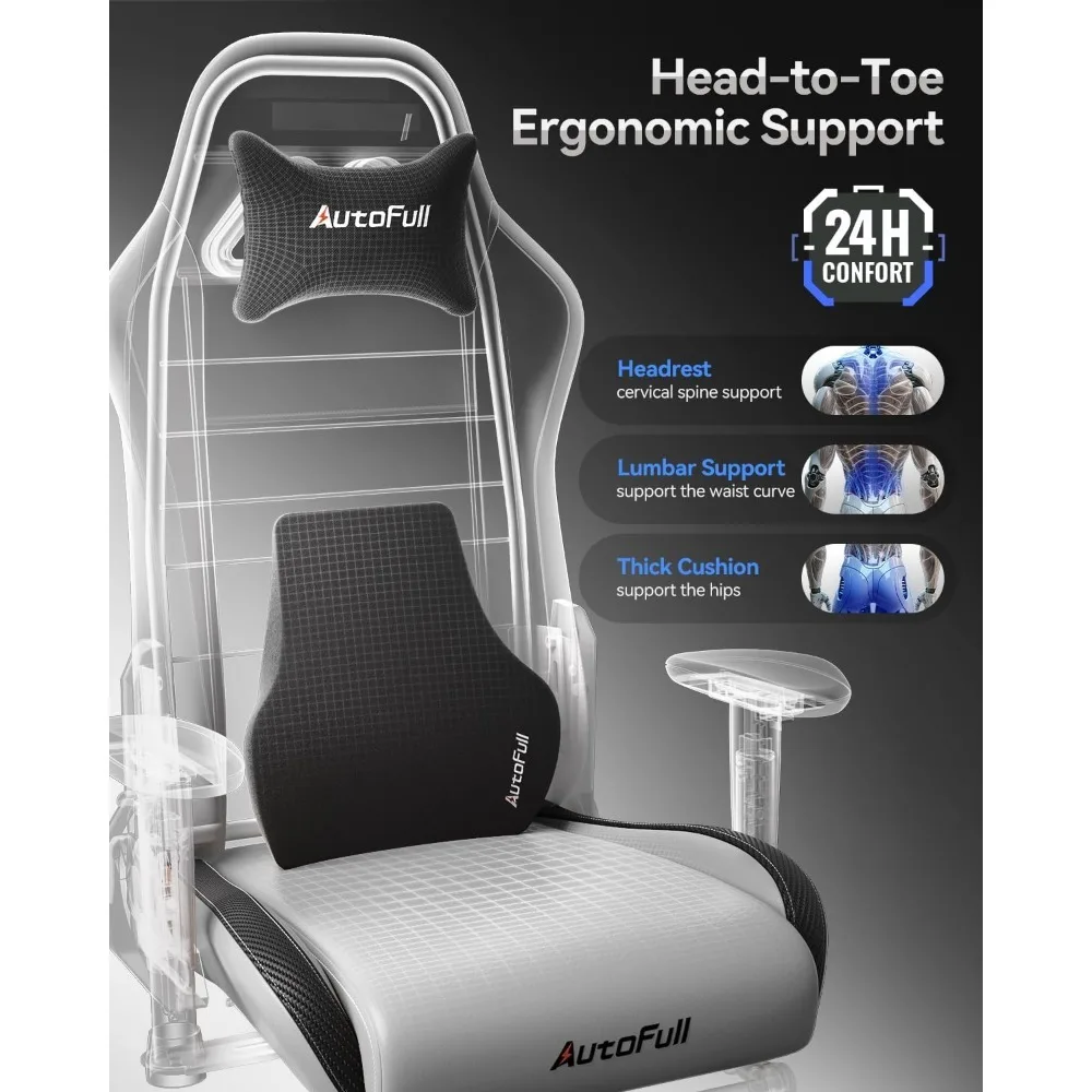 كرسي ألعاب G3 باللون الرمادي مع دعم قطني ومسند للقدمين، كرسي ألعاب مريح من جلد البولي يوريثان للمراهقين والبالغين