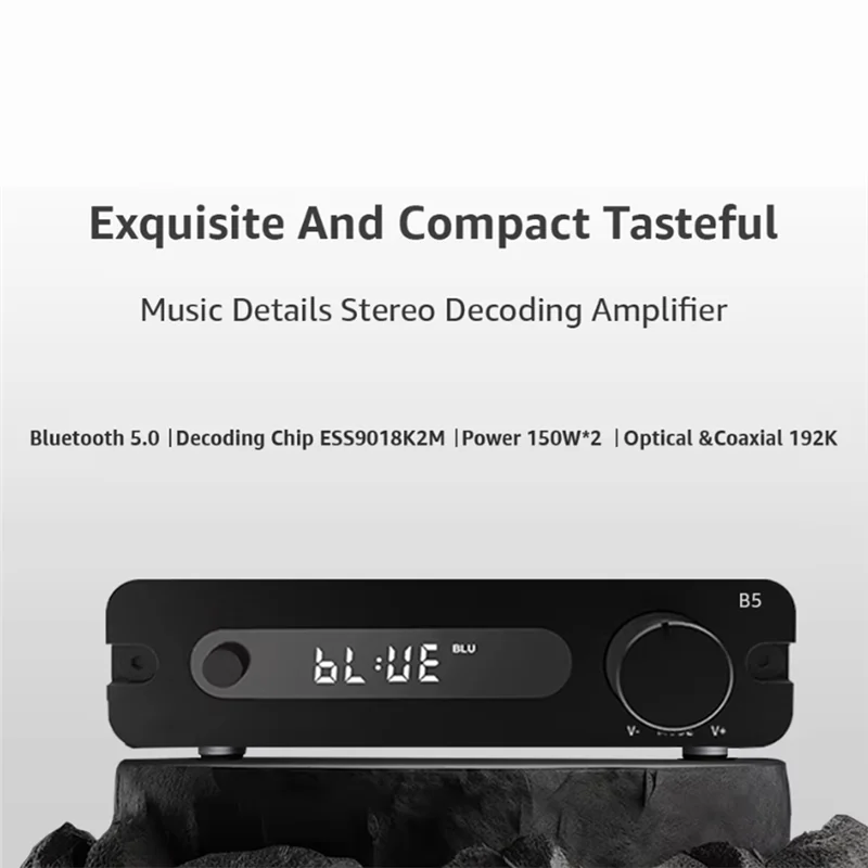 

JABS-Audiophile B5 100W* 2 Class D Digital Amplifier ESS9018K2M Home Bluetooth Power Amplifier 192K/32Bit