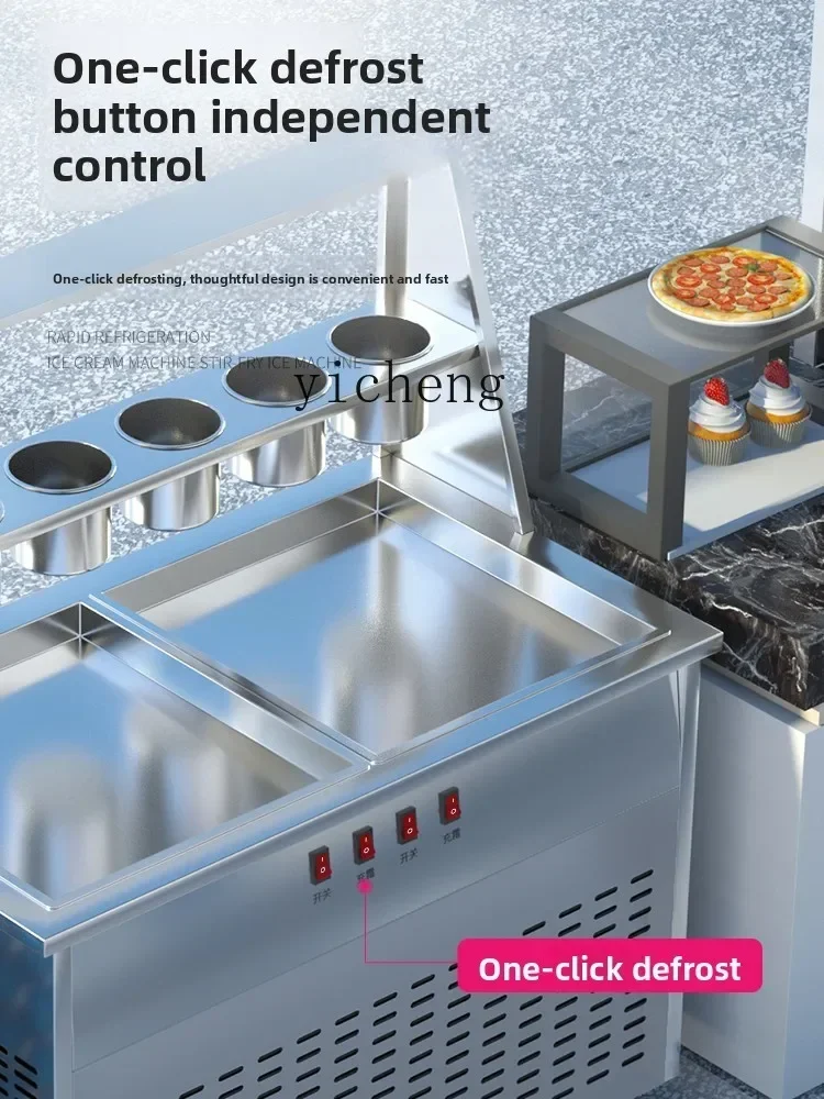 c3 Fried Yogurt Machine Commercial Thick Cut Fried Ice Machine Special Deep Pot Yogurt Roll Snow Cheese Machine