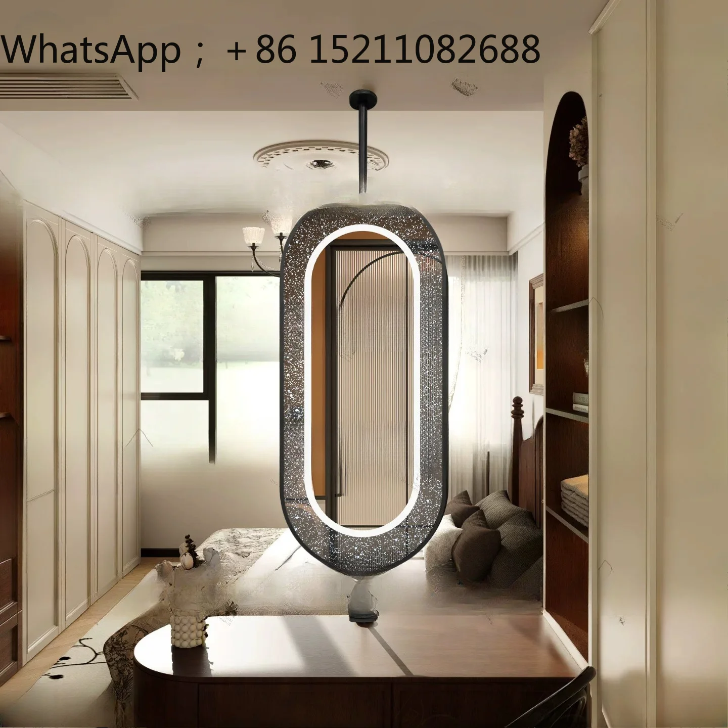SCY rotatable starry sky hanging mirror master bedroom dresser partition mirror suspended makeup mirror