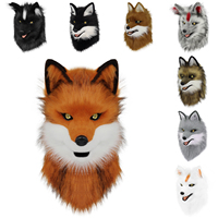 Animal Wolf Mask Cosplay Costume Accessories Furry Faux Fur Dog Fox Full Head Therian Masks Anime Dress up Party