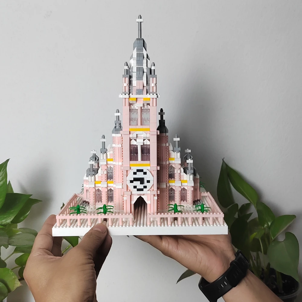 Heilige Hart Kerk Model Prinses Kasteel Kit Roze Micro Mini Bouwstenen Speelgoed-Creatieve Architectuur Cadeau & Decor