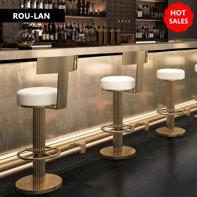 8pcs White Bar Stools with Backrest and Customized Embroidery