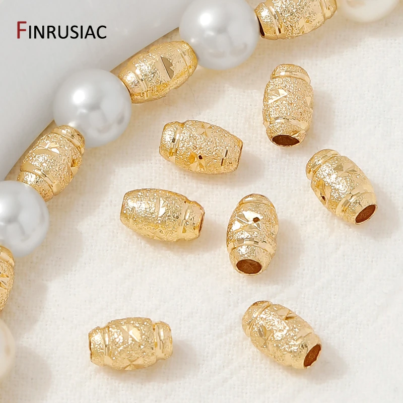 14K Gold Plated Brass Frosted Oval Melon Spacer Beads,Separators Beads For Bracelet Jewelry Making Supplies,DIY Accessories image 6