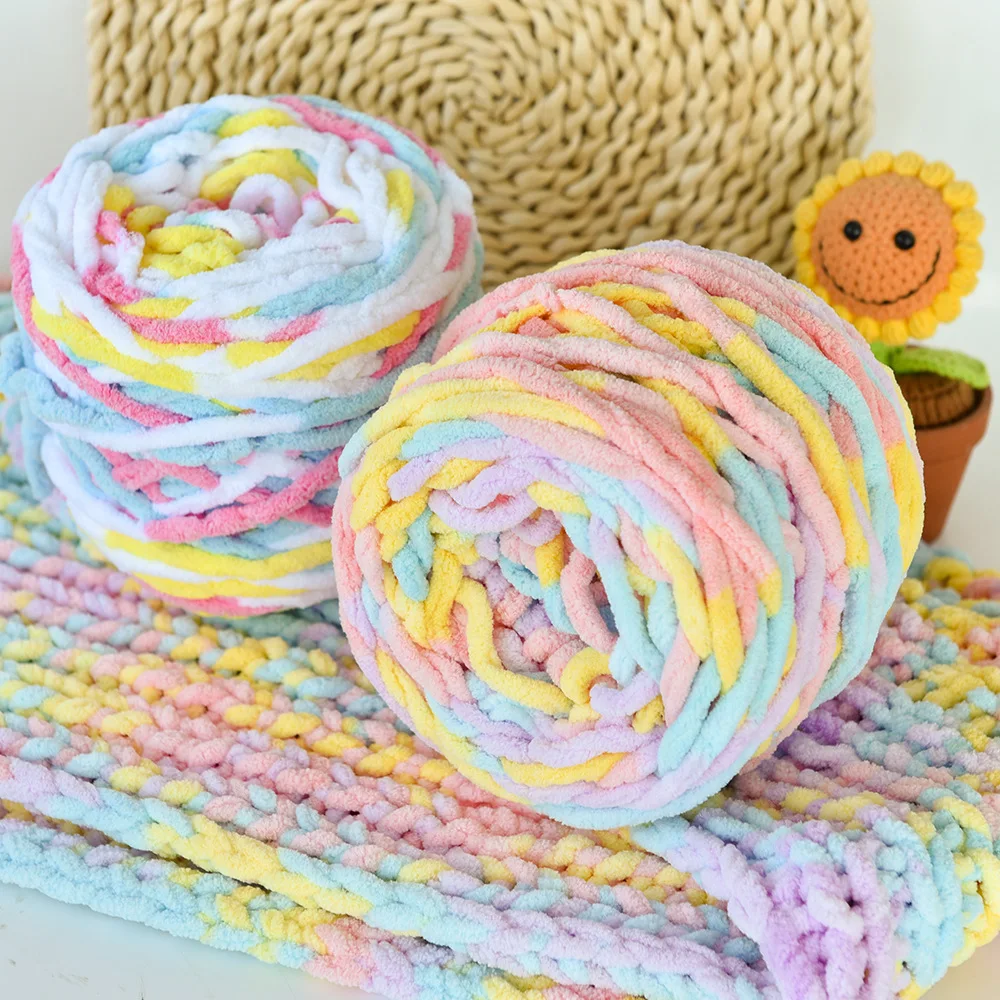 

100g/Ball Blended Colorful Dye Ice Strip Line Yarn For Hand-knit DIY Soft Thick Wool Thread Blanket Scarf Doll Crochet Yarn A19