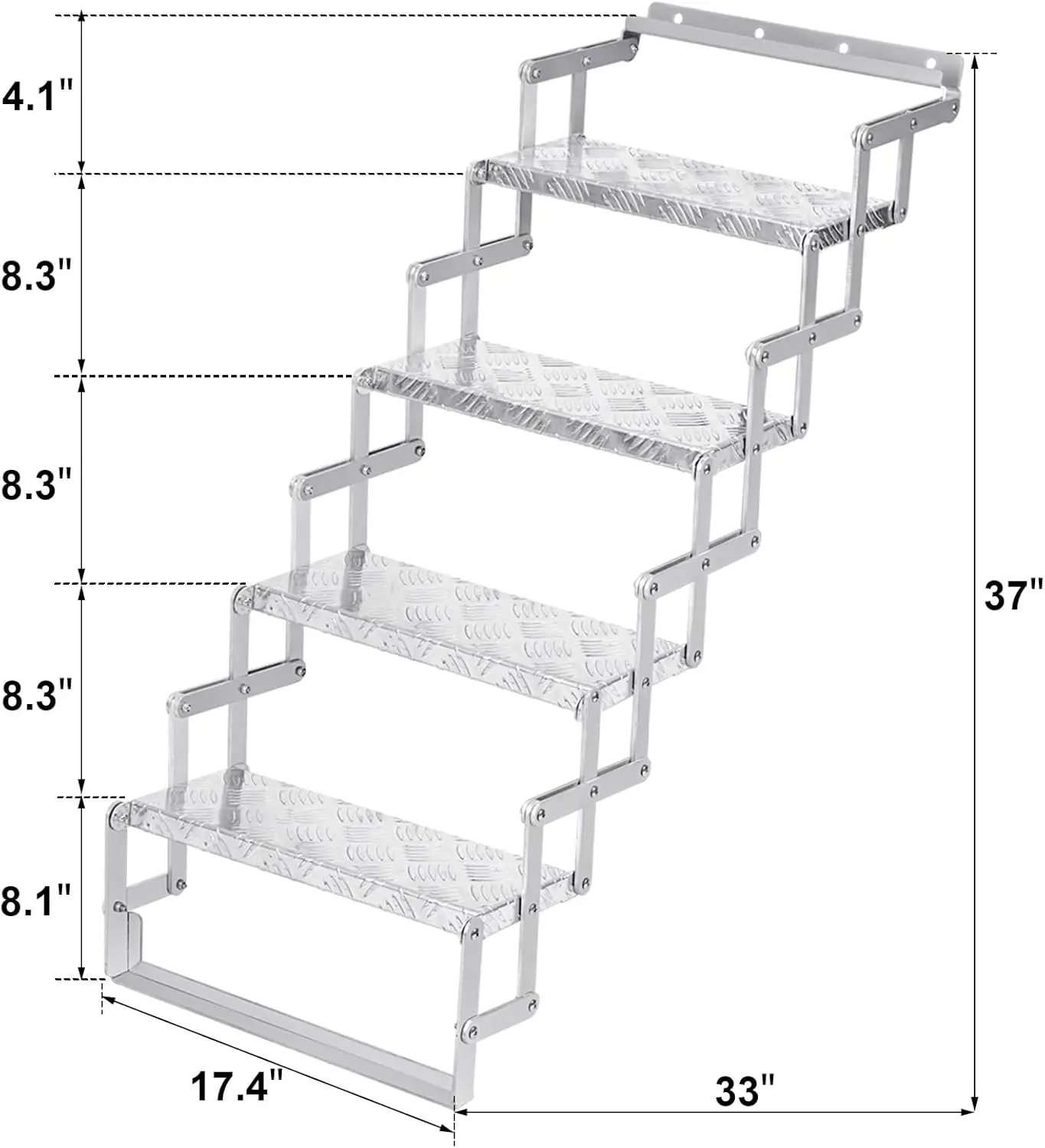 Aluminum Scissor Stairs, 4 Steps Outdoor Rv Step Ladder, 18