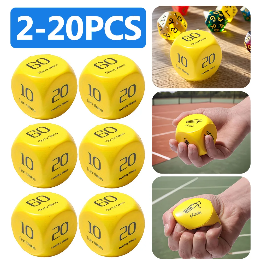 2-20Pcs Fitness Dice Sports Dice (6 sides)-Games for Group Fitness and Exercise Classes-including Push-ups Squats Lungs Jump Jac